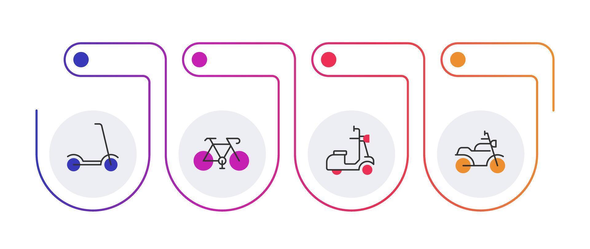 Personal two wheeled vehicles gradient line infographic template. Riding. Data visualization with 4 steps. Empty process design. Editable blank options info graphics vector