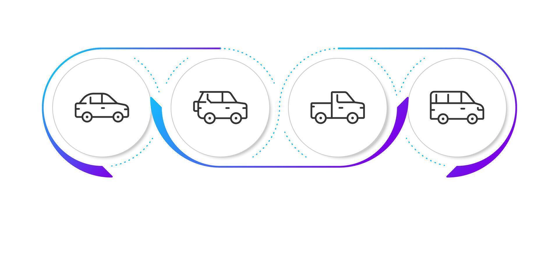 Automobiles blue gradient infographic template. Cars engine driving vehicles. Data visualization with 4 steps. Empty process design. Editable blank options info graphics vector