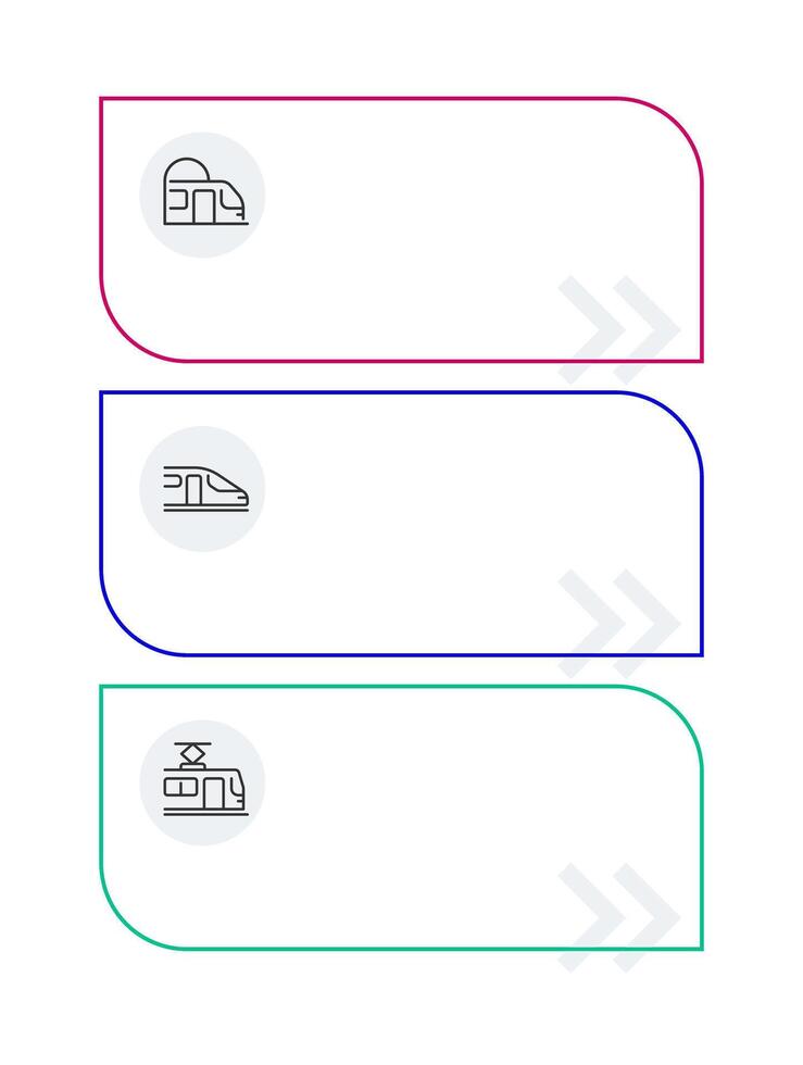 Railway vehicles vertical infographic template. Train, metro and tram. Data visualization with 3 steps. Empty process design. Editable blank options info graphics vector