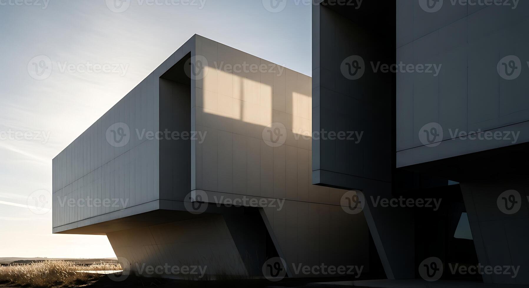 Striking Minimalist Architecture Modern Building Design with Light and Shadow Dynamics Architectural Landmark photo