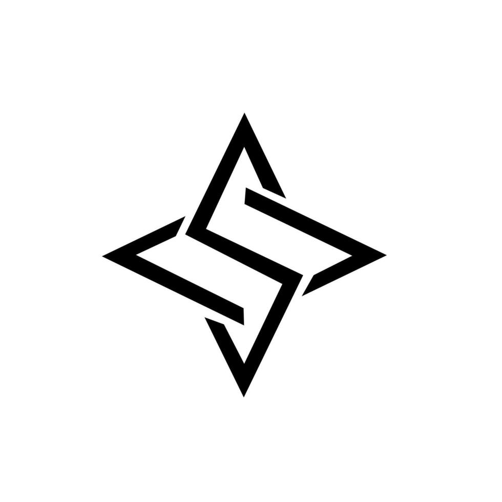 A dynamic and minimalist abstract logo or symbol combining the letter 'S' with a four-pointed star or compass design, suggesting direction, speed, synergy, or a powerful core brand identity. vector