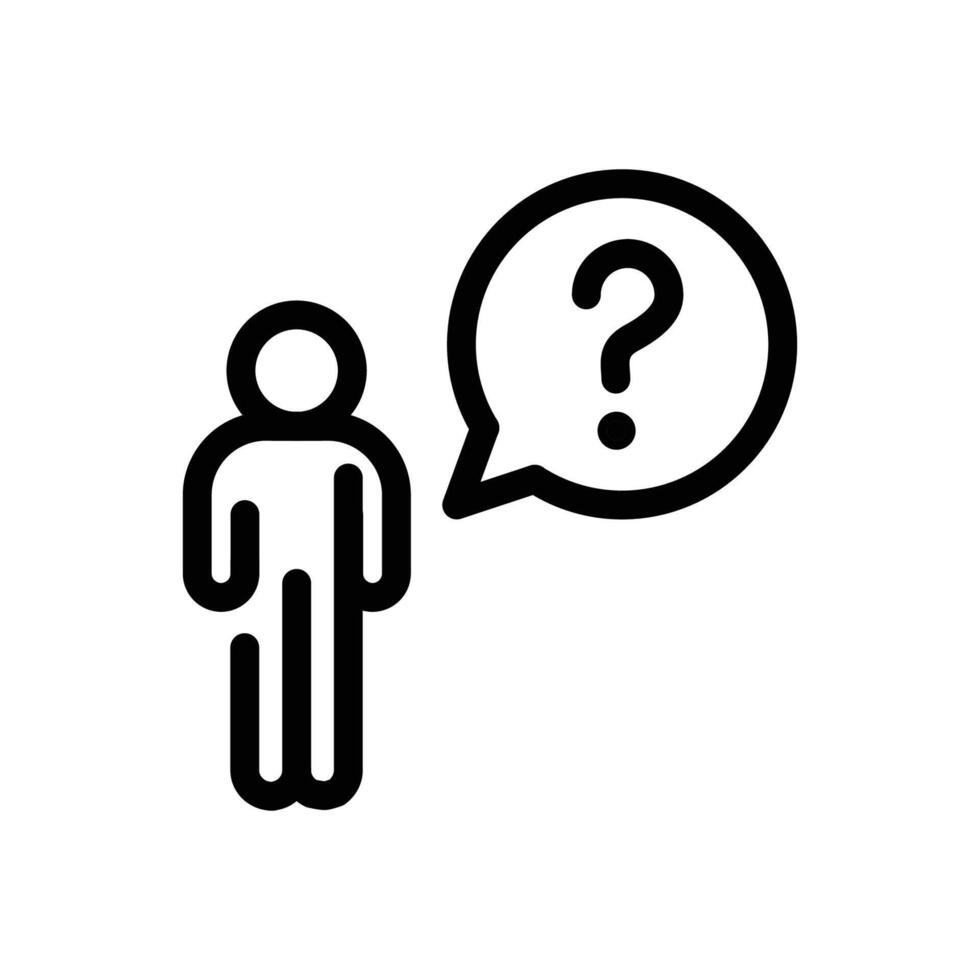businessman and his question mark on buble chat outline icon design good for web or mobile app vector