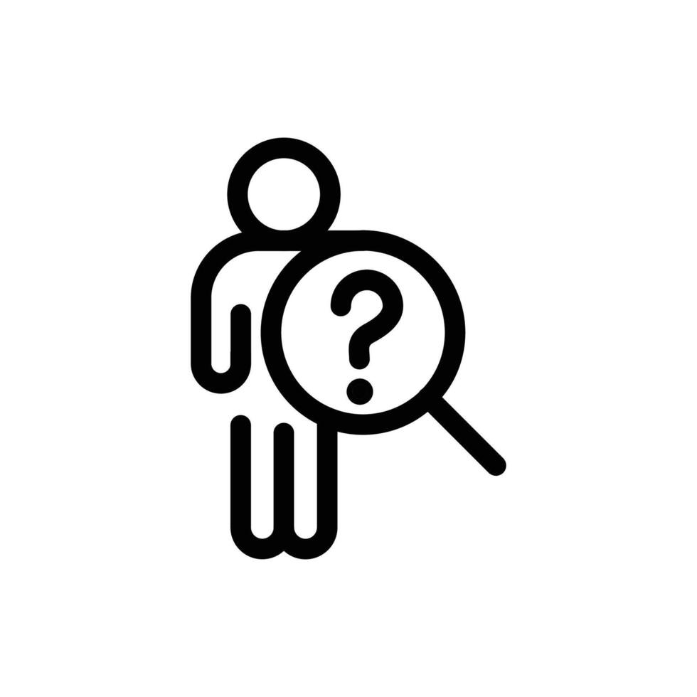 Question Mark in Human with Magnifying Glass outline icon design good for web or mobile app vector
