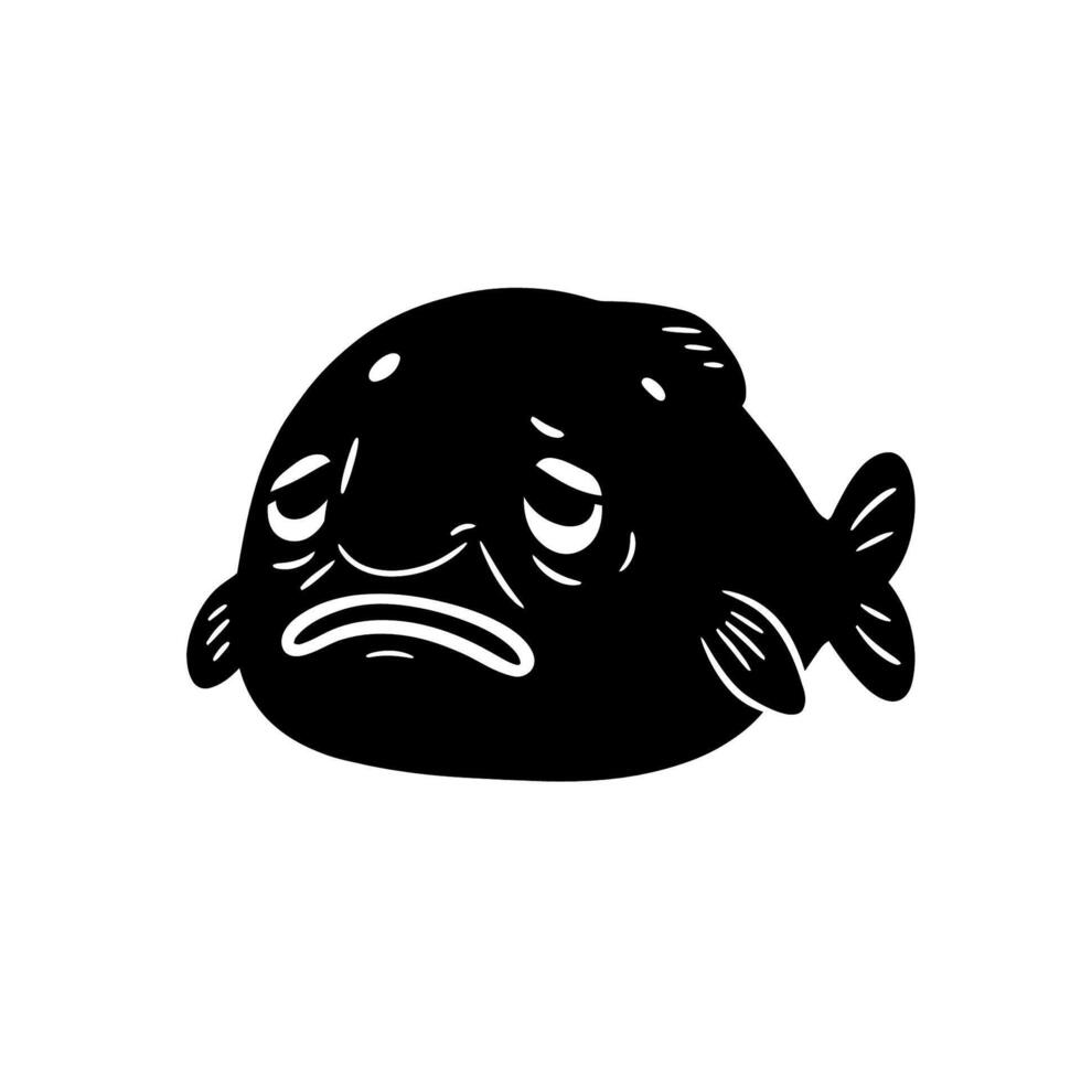 Sad Blobfish Illustration with a Gloomy Expression. vector