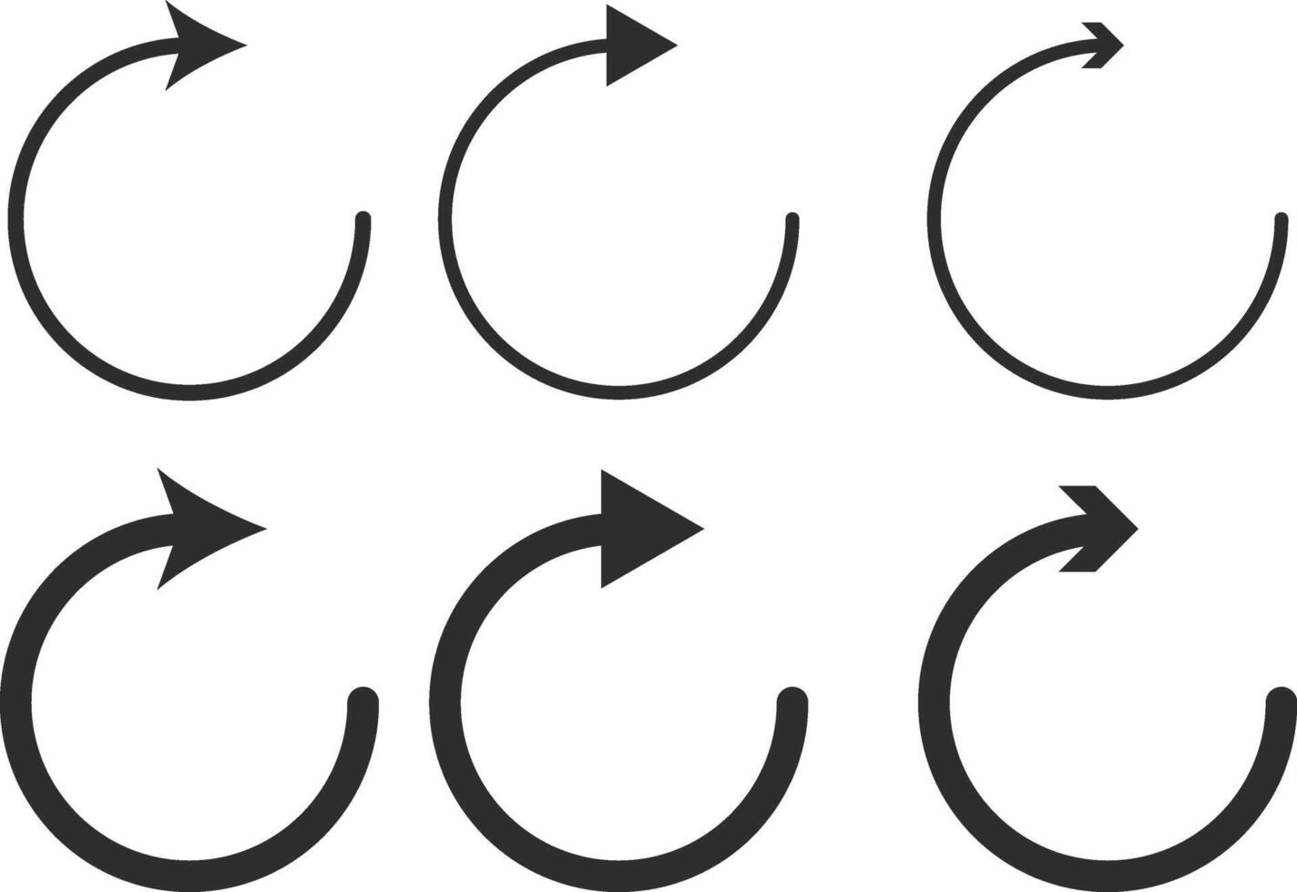 circle arrow set. Recycle, repeat, refresh, reload arrow icons collection. Circular arrow symbol. vector