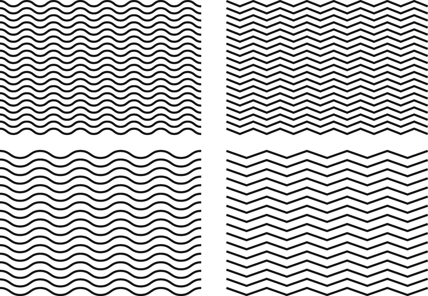 Wavy zigzag line pattern element. Curvy abstract repeating zigzag outline design vector