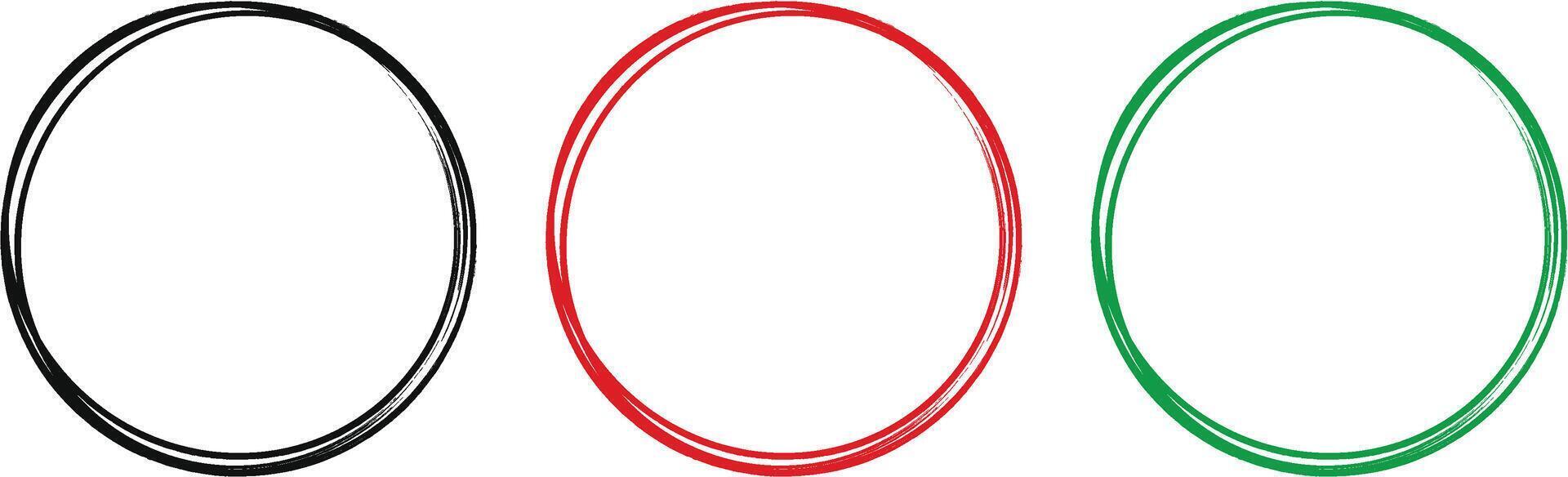 hand drawn red circle. Highlight hand written red circle. Highlighting marking circle elements. vector