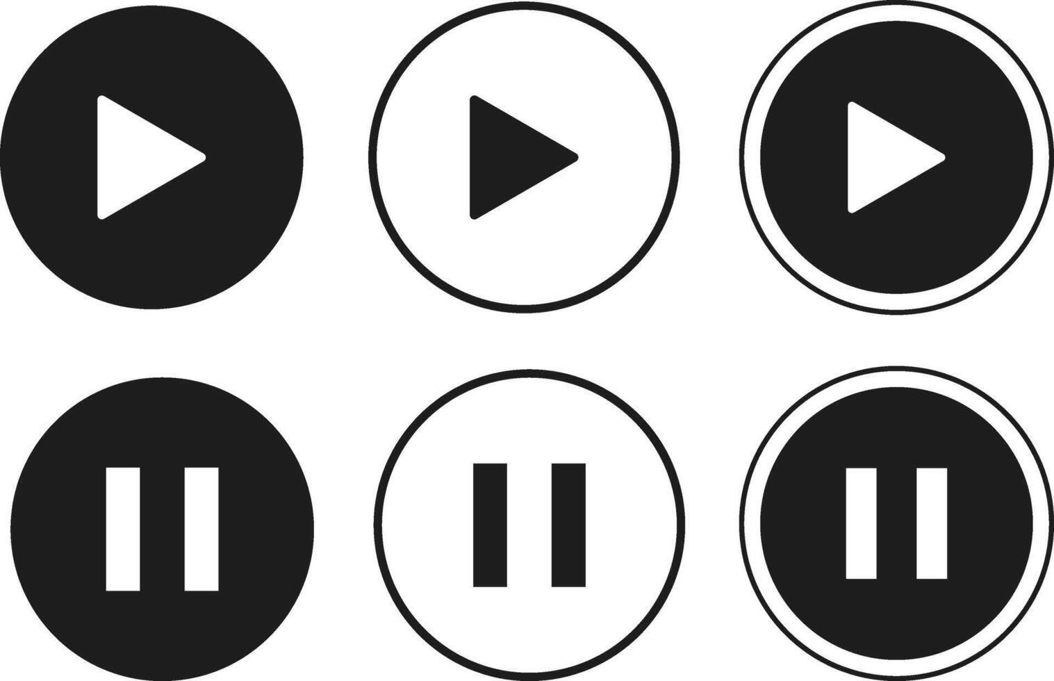 Play pause stop icon sets. media player buttons. Music interface symbol vector