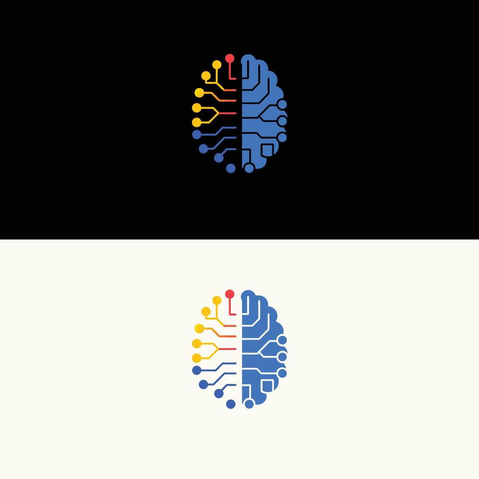 Ai brain technology logo design for artificial intelligence and machine learning solutions company vector