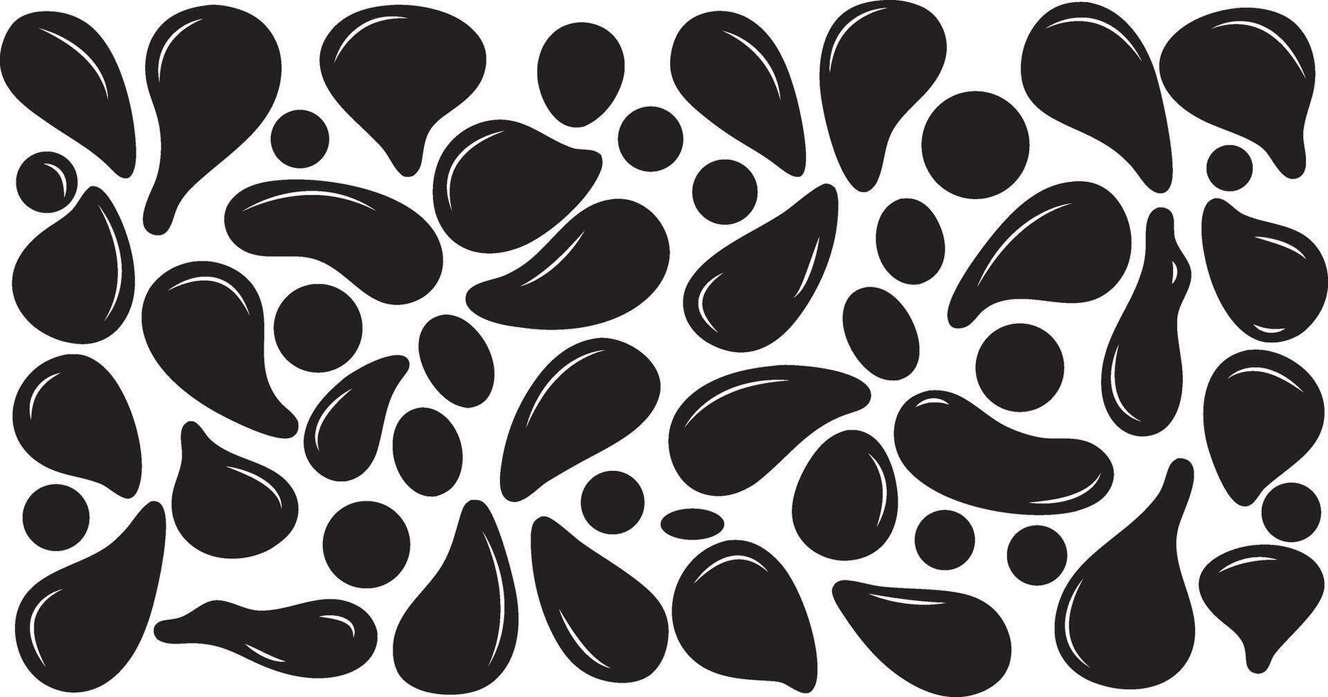 Abstract droplet pattern. Black shapes on transparent background vector