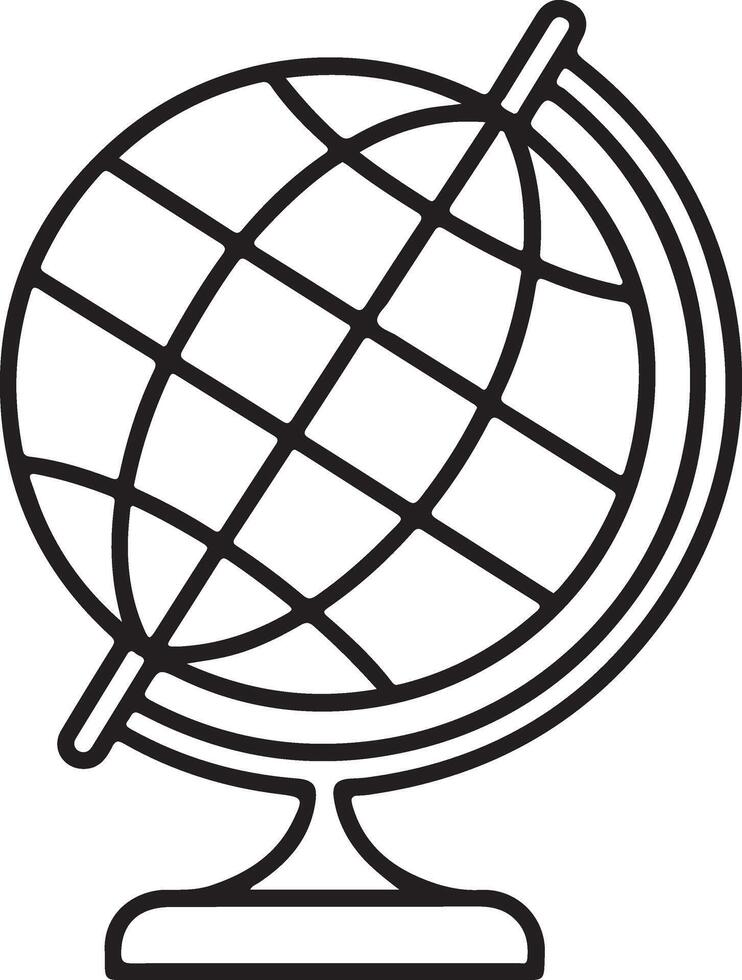 Simple outline drawing of a globe on a stand representing education and travel vector