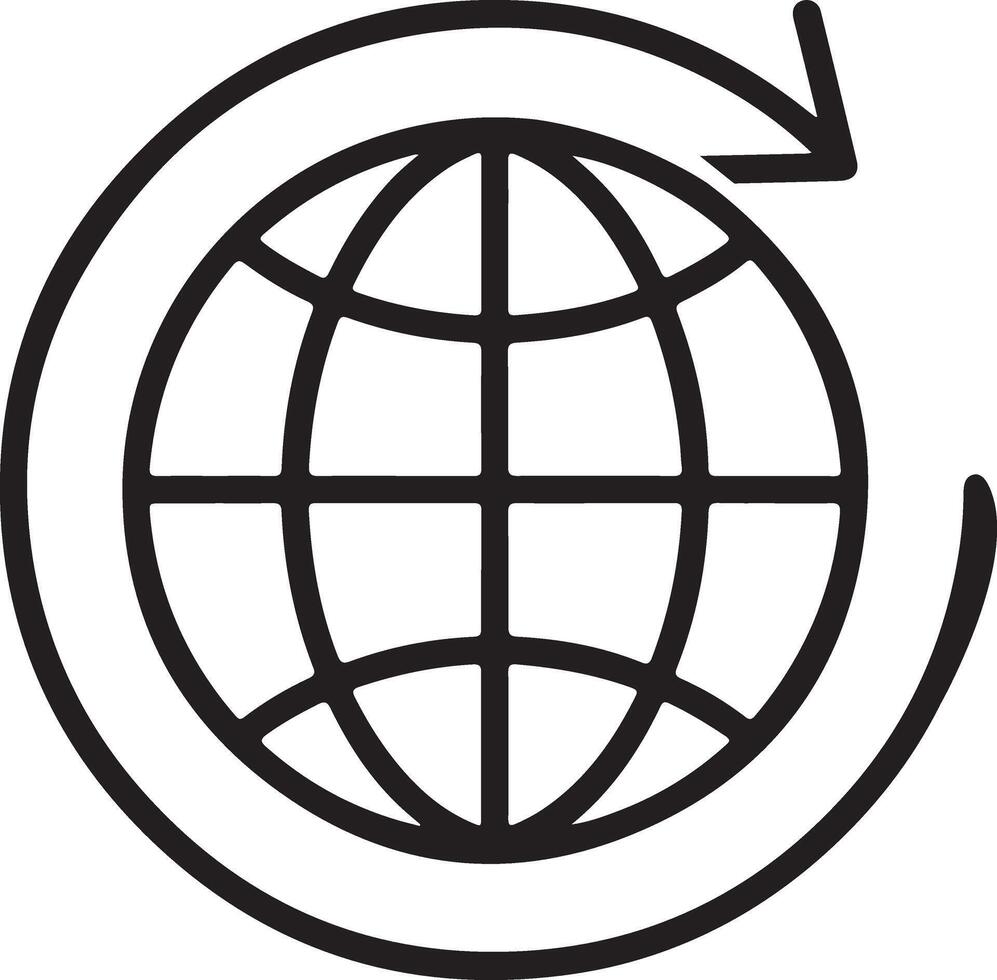 Global network connection with circular arrow representing international communication and data flow vector