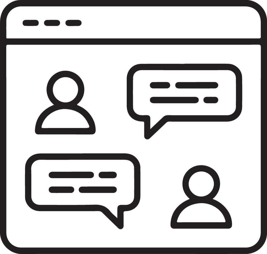 Online communication and discussion interface with user avatars and chat bubbles vector