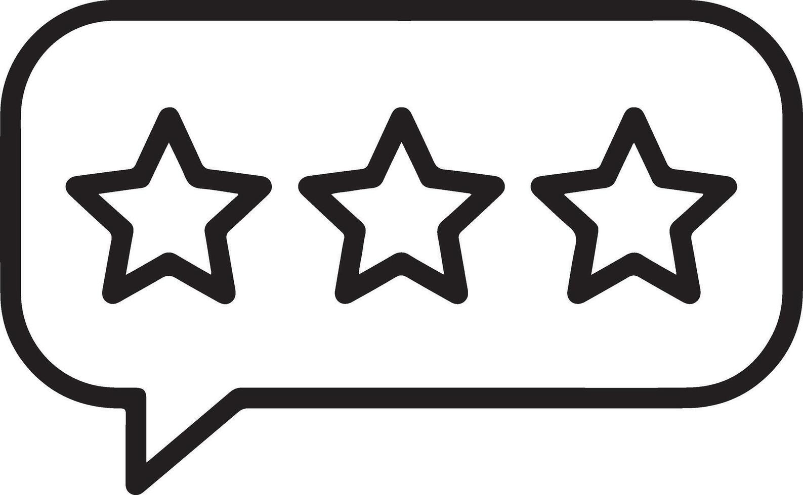 Three star rating inside a speech bubble icon representing customer feedback or review vector