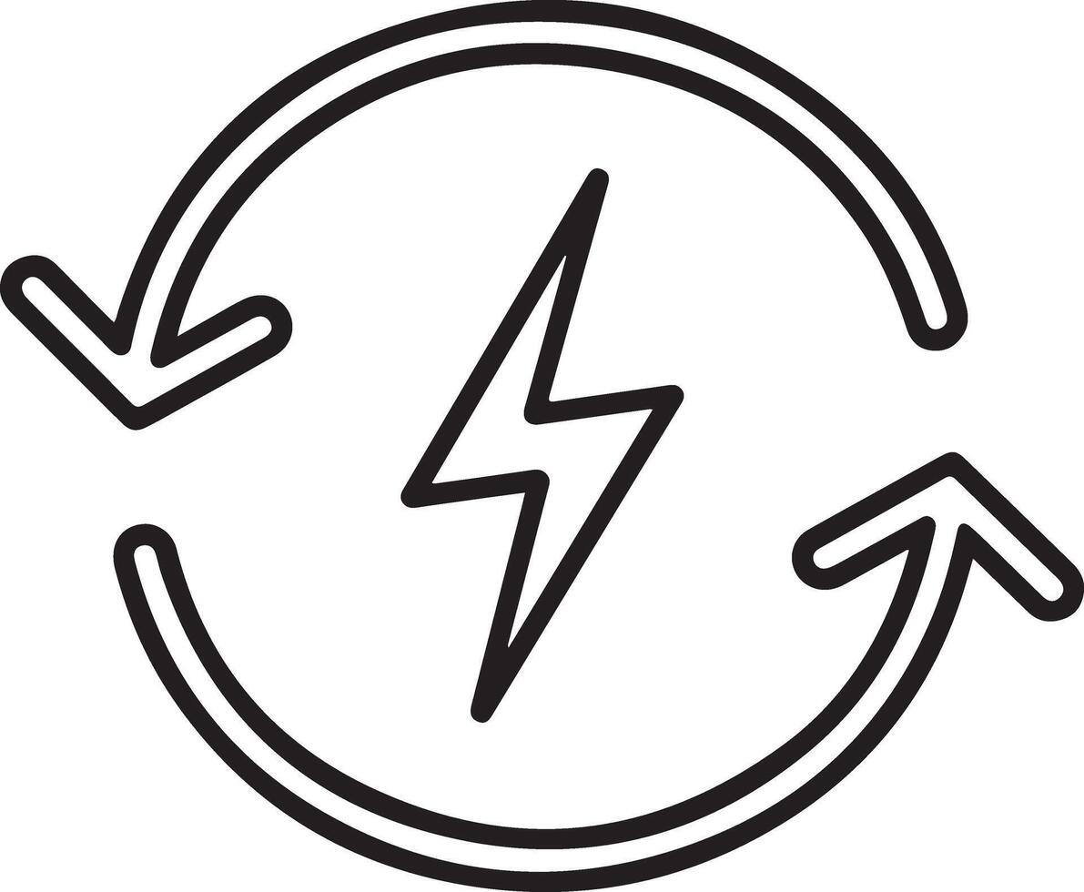 circular flechas rodeando un relámpago tornillo simbolizando renovable energía y poder Generacion vector