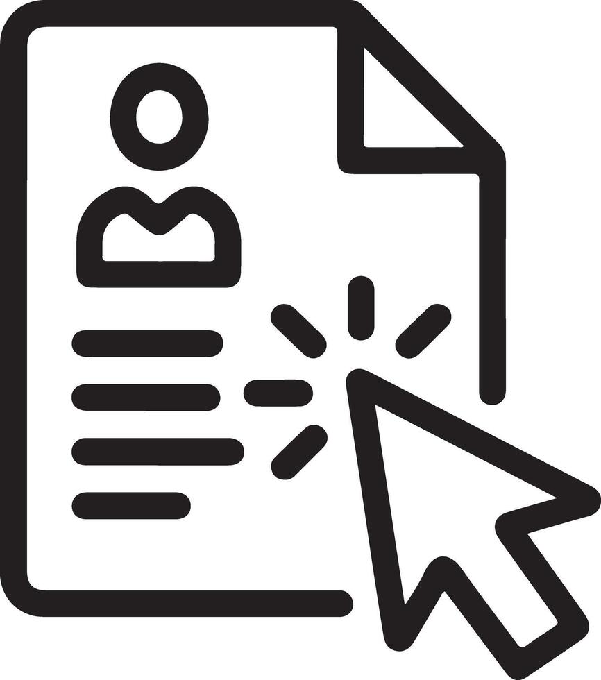 Cursor clicking on a document with the letter b and lines representing text vector