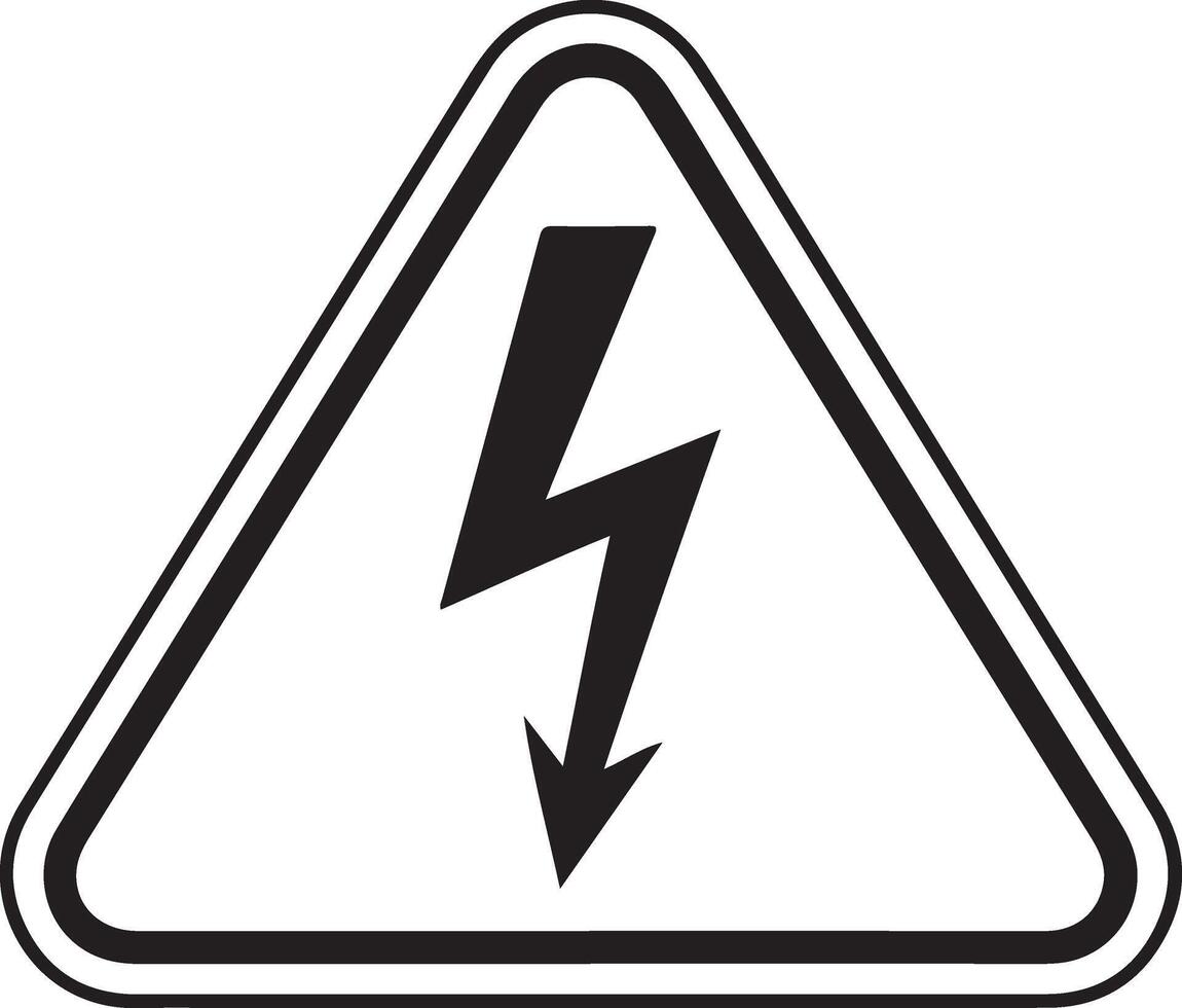 Black lightning bolt symbol inside a warning triangle indicating danger vector