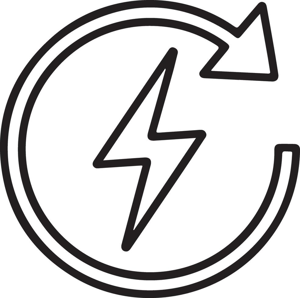 Circular arrow with lightning bolt symbol representing renewable energy and power vector