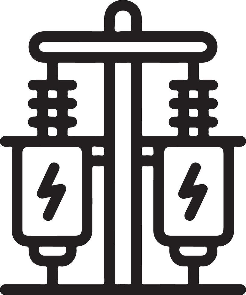 Stylized outline illustration of two electrical transformers on a pole vector