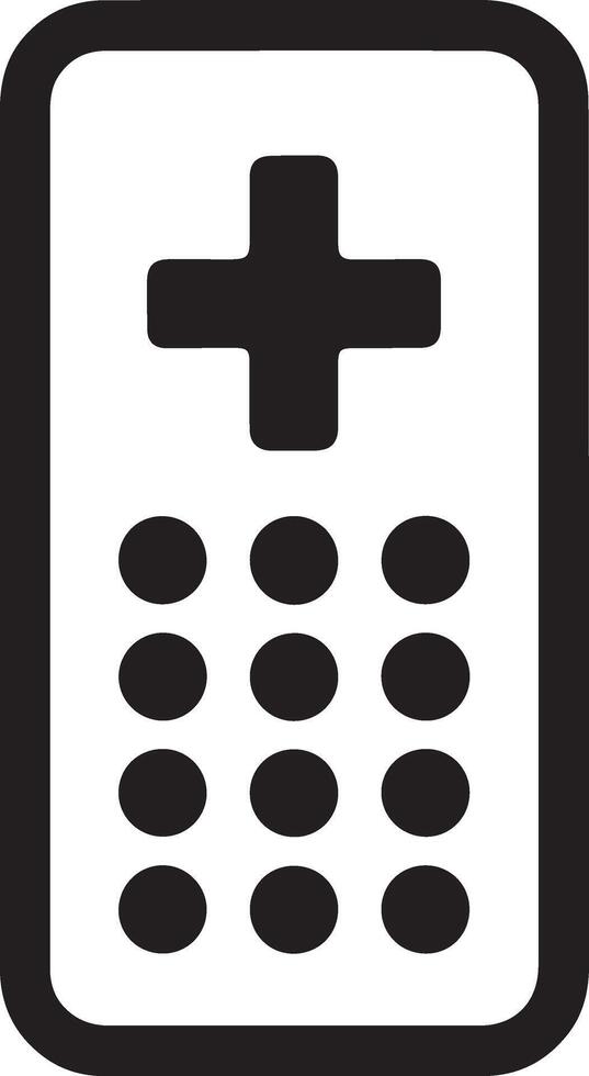 Simple icon of a medical remote control with a plus sign and buttons vector