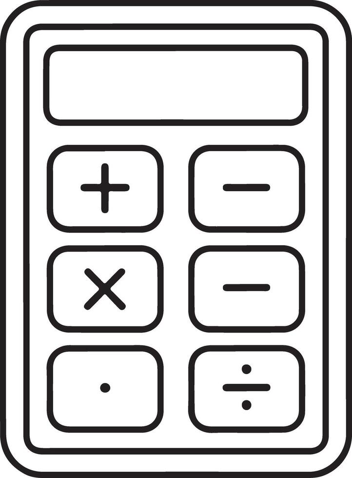 Simple line art icon of a basic calculator with mathematical symbols vector