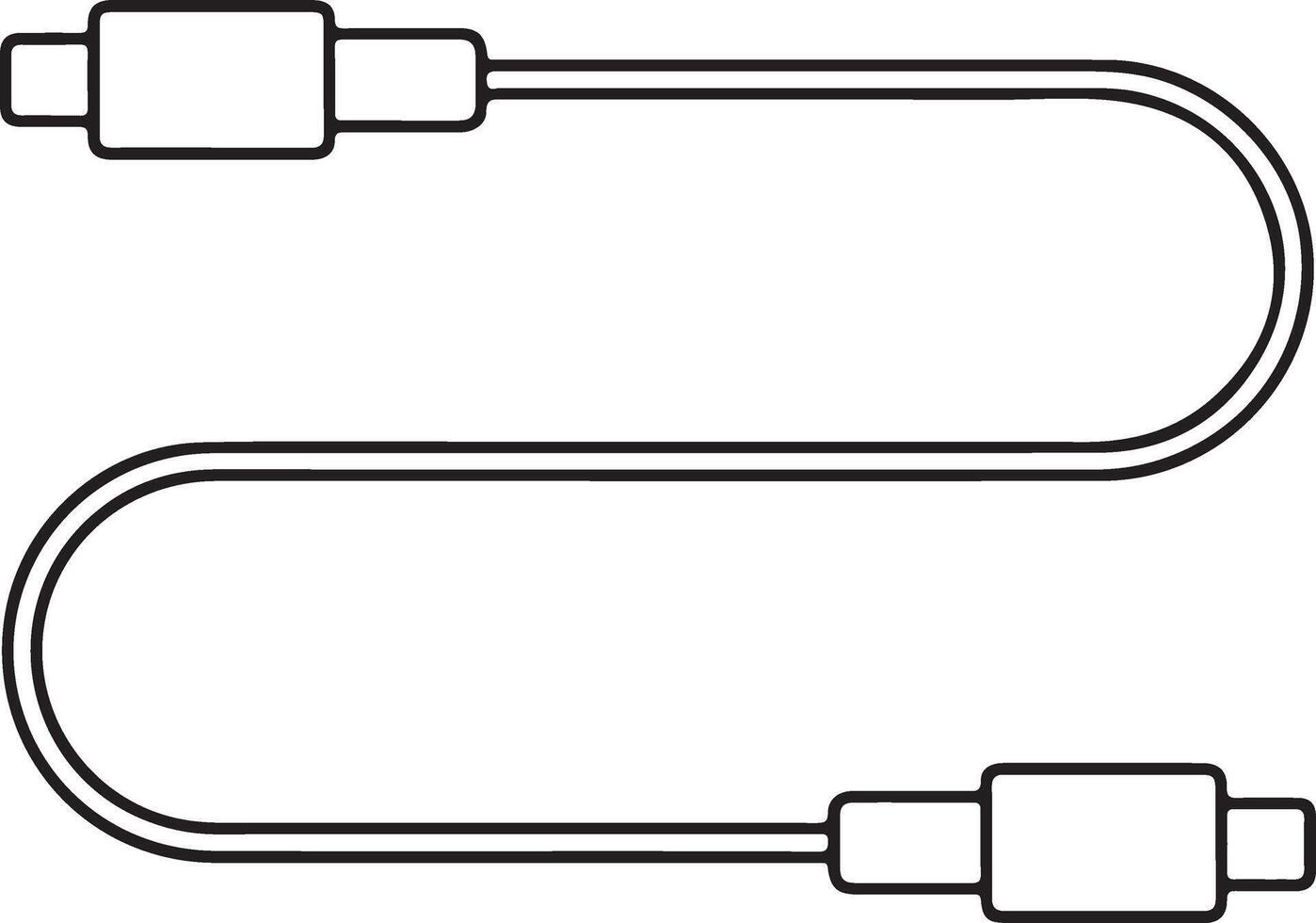 Simple line drawing of a flexible usb type c charging cable on a white background vector