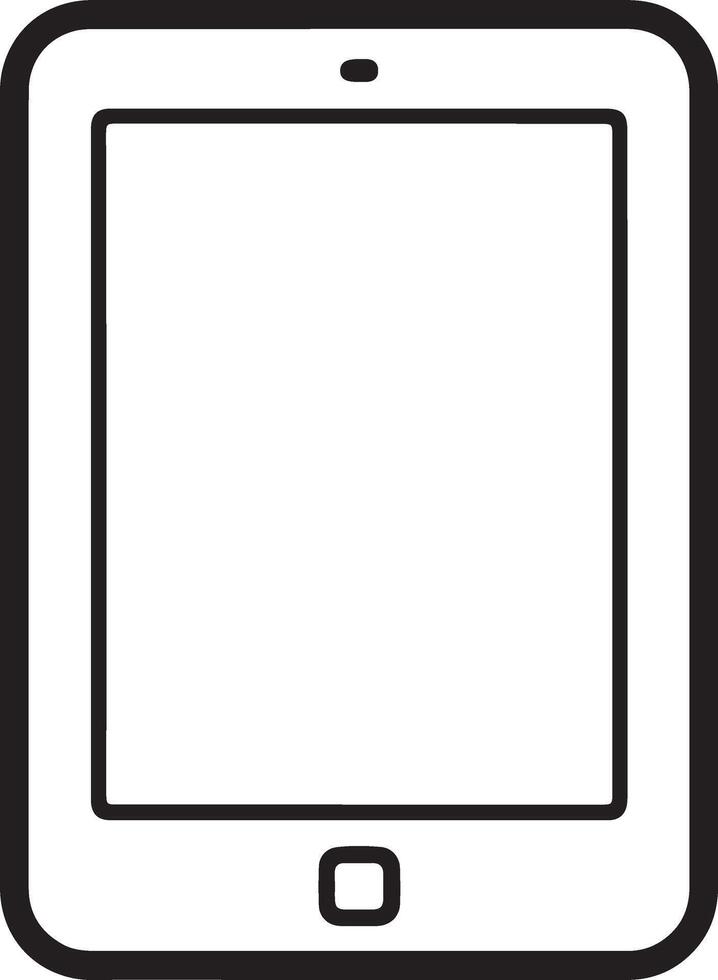 Simple outline drawing of a modern tablet computer with a blank screen vector