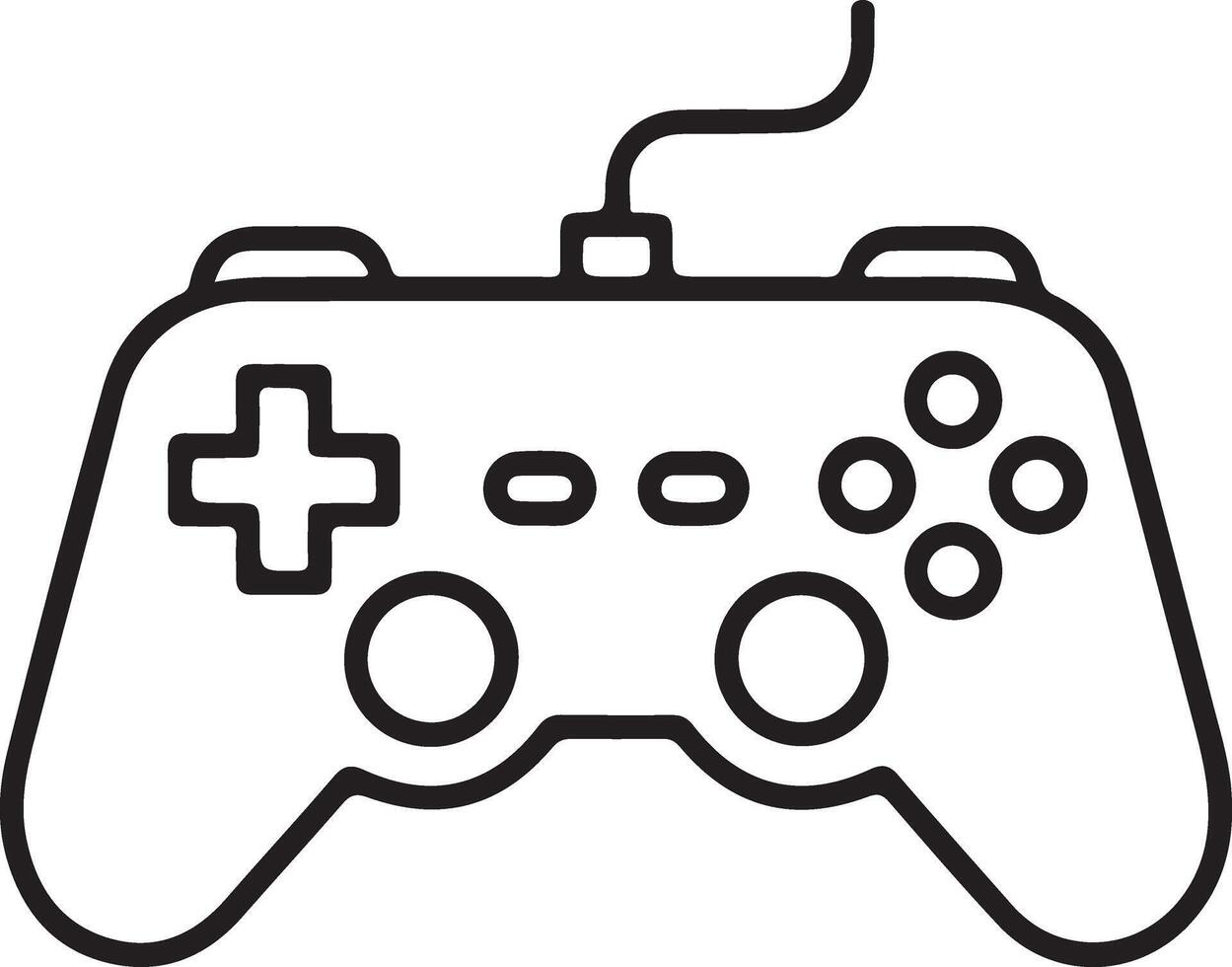 Simple outline icon of a wired game controller for gaming and entertainment vector