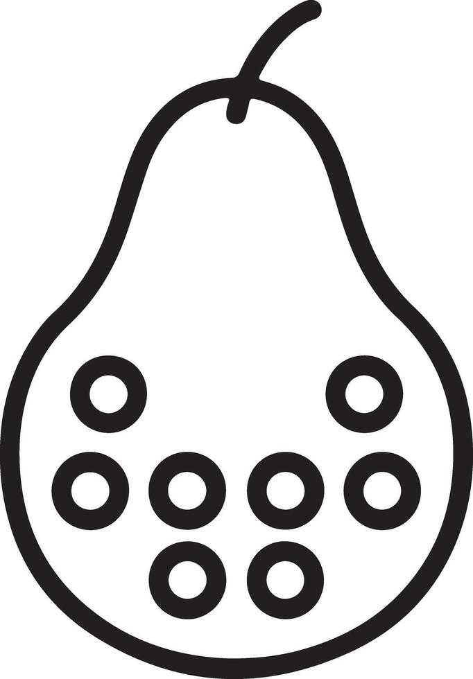 Simple outline icon of a pear with seed dots representing a healthy fruit symbol vector