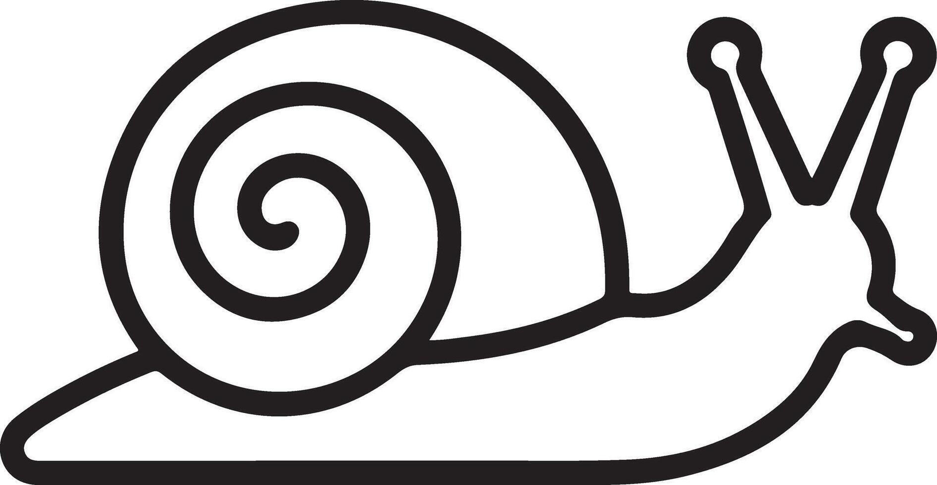 Simple outline illustration of a snail with antennae and swirling shell vector
