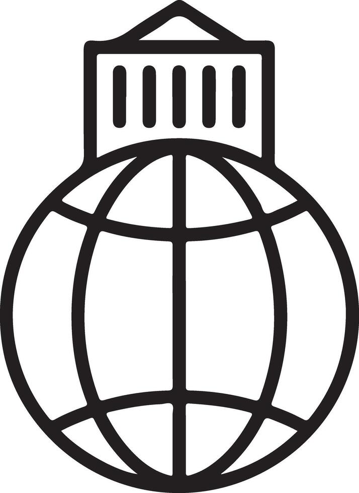 Stylized globe with architectural structure symbolizing global reach and authority vector