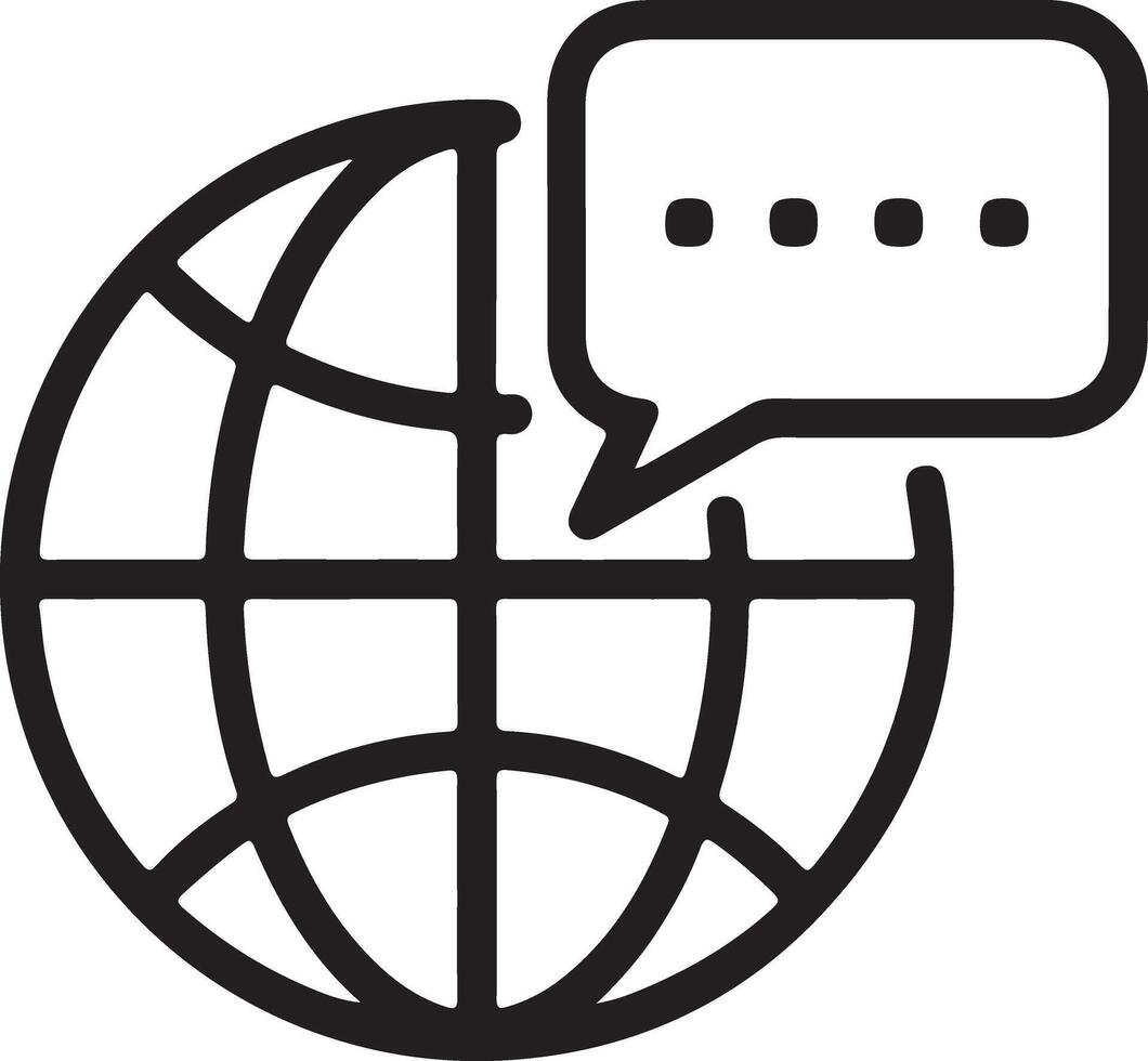 Global communication and connection illustrated by a globe and speech bubble icon vector