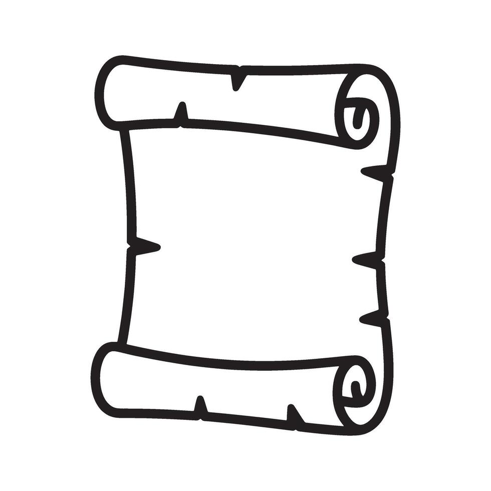 Cartoon Scroll Illustration Depicting Ancient Papyrus Sheet with Curled Edges and Rough Texture a Fantasy Era Design vector