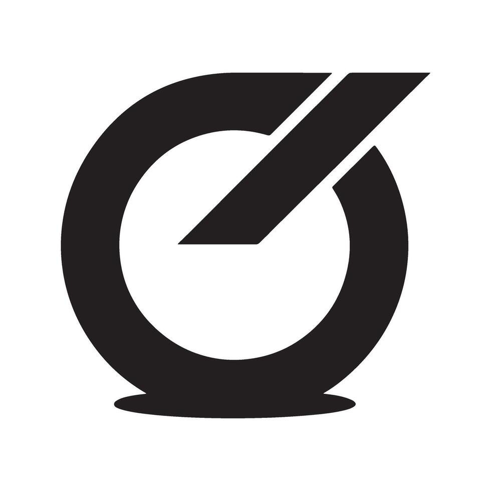 Stylish Circular Abstract Logo Design with a Bold Diagonal Stroke and Rounded Base, Minimalist and Modern, Great for Branding vector