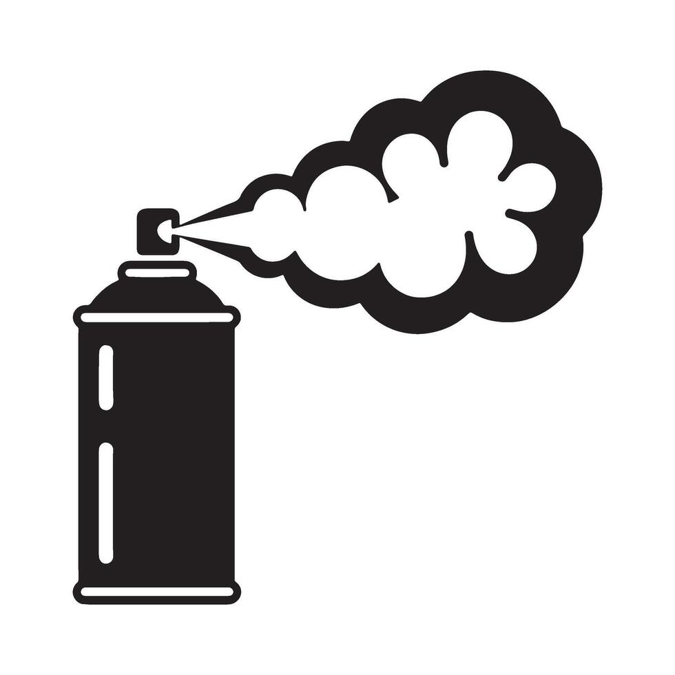Spray Can Icon with Cloud of Spray Representing Aerosol Usage, Graffiti Art, or Pest Control Applications and Various DIY Projects vector