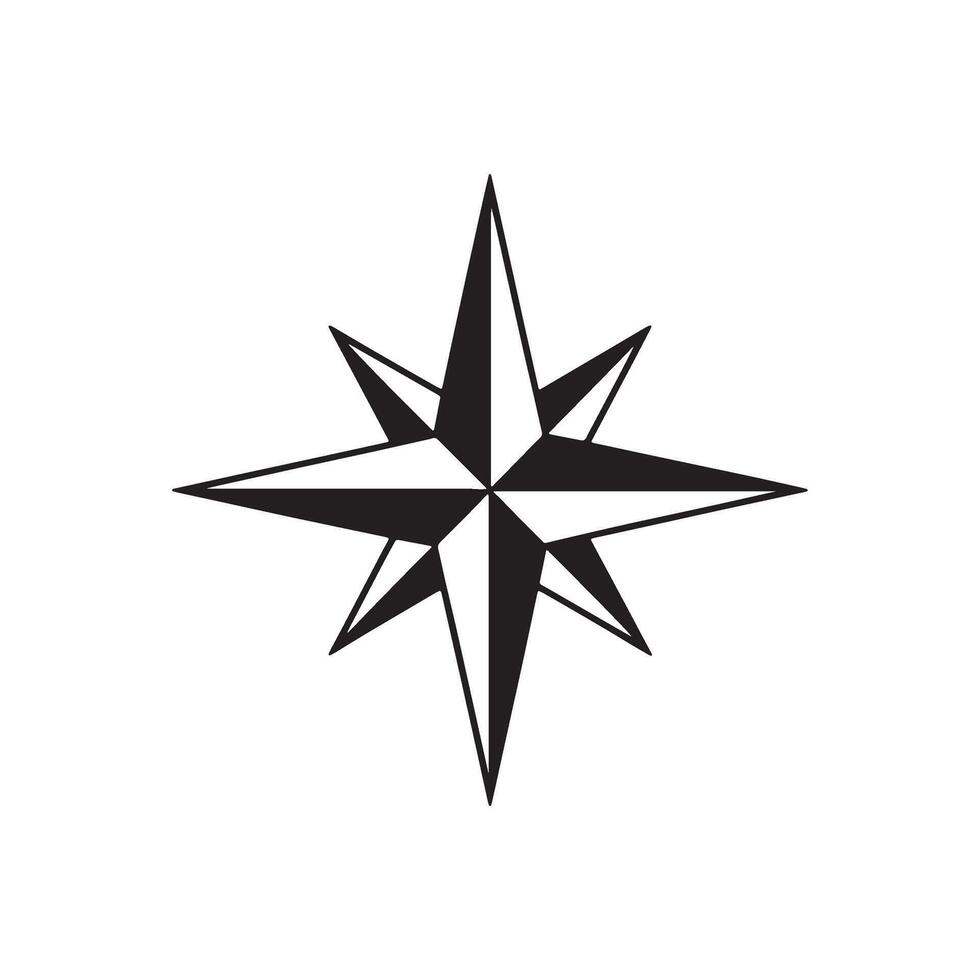 Elegant Eight Point Compass Rose Nautical Design with Sharp Edges A Timeless Symbol of Direction and Adventure vector