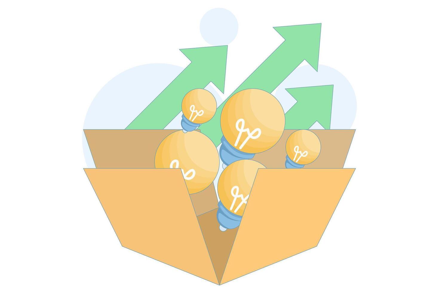 Illustration representing out-of-the-box thinking, symbolizing creativity, innovative ideas, and smart solutions for effective problem-solving in a modern flat style. vector
