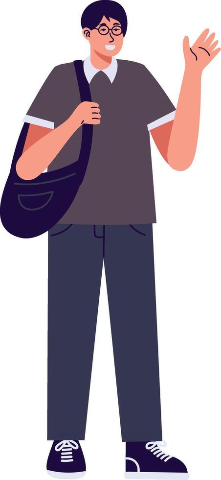 University Student Character with Cartoon Design. Isolated on White Background vector