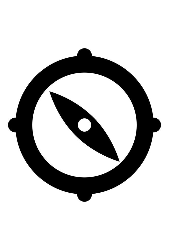 Compass navigation tool with magnetic needle. Direction finding symbol a simple black icon. Round compass with needle pointing north. vector