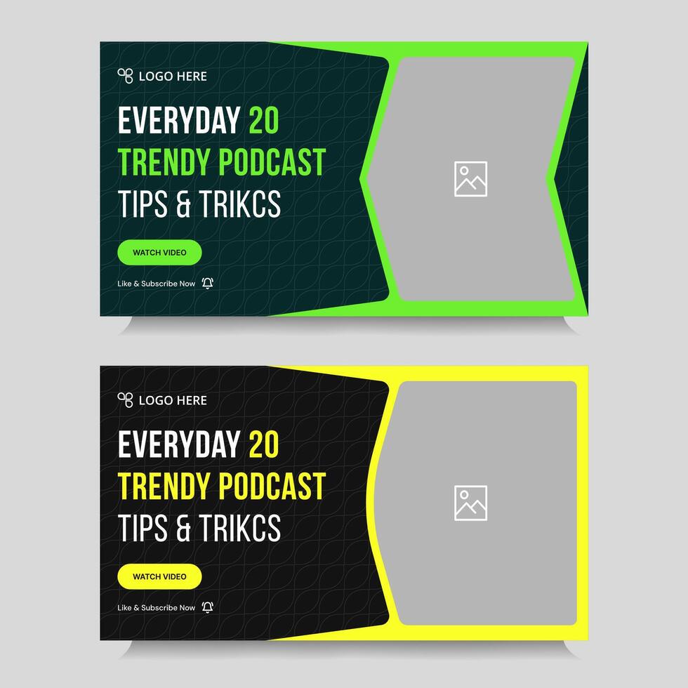 Multipurpose modern podcast set thumbnail banner design, podcast sound tips and trick cover banner design, fully customizable eps 10 file format vector