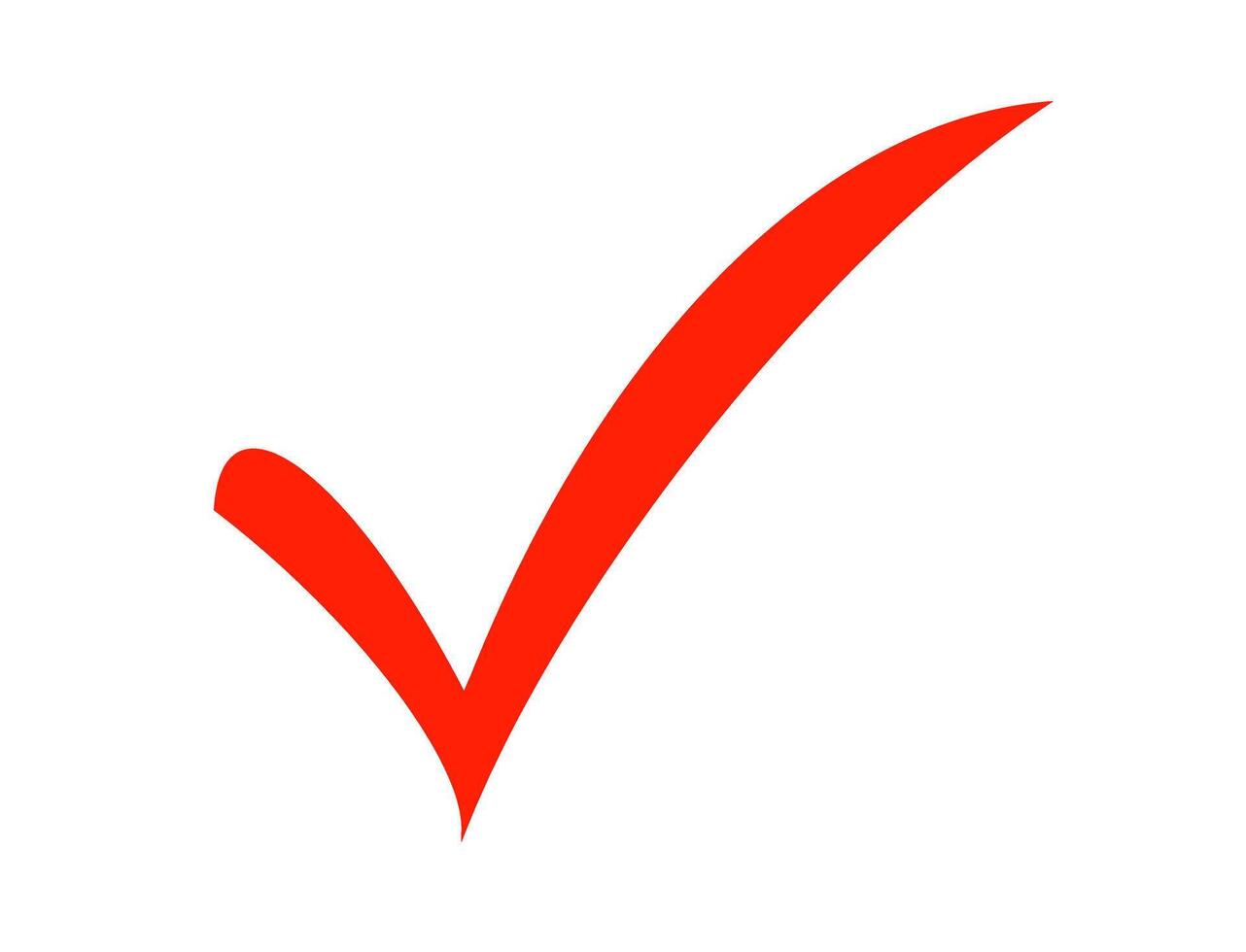 Vibrant red check mark on a clean white background signifying approval and successful completion with a positi vector