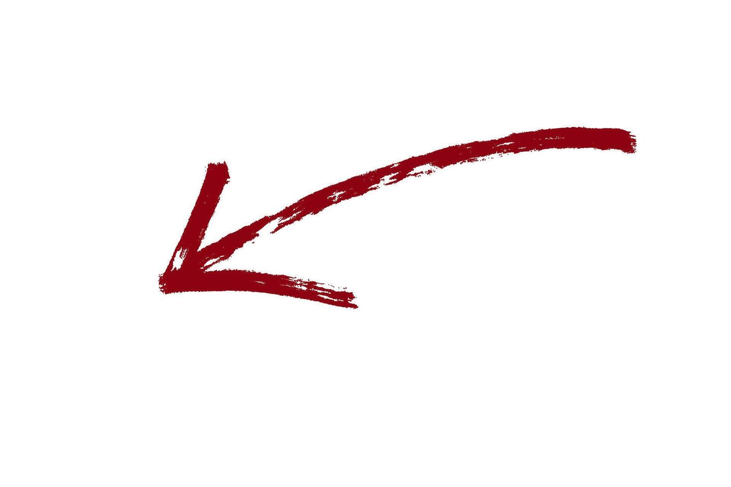 Handdrawn arrow pointing left on a white background indicating direction and navigation with a creative artist vector