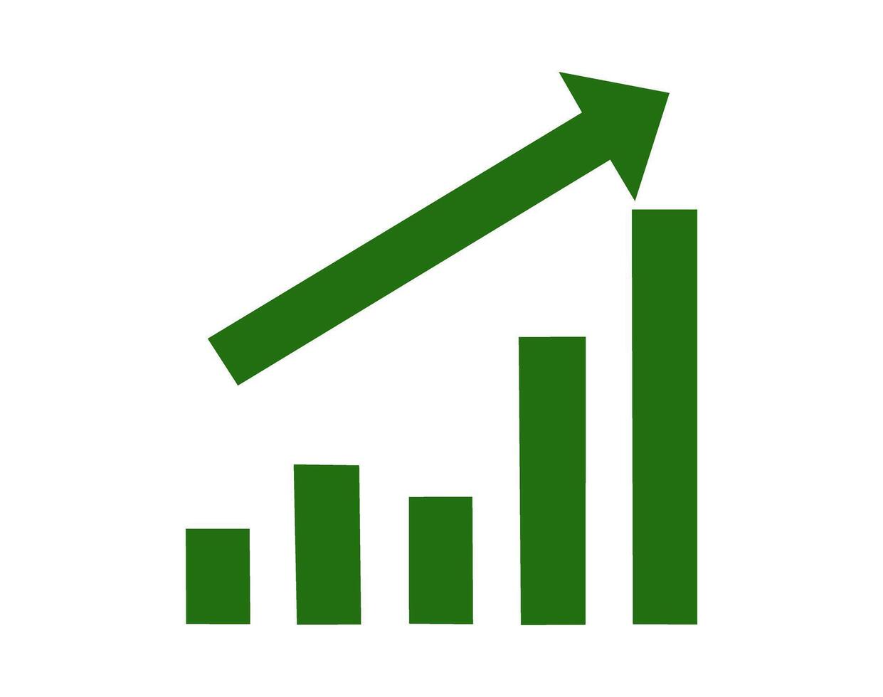 Green bar graph showing upward trend and growth on a white background representing business success financial progress and positive market performance vector