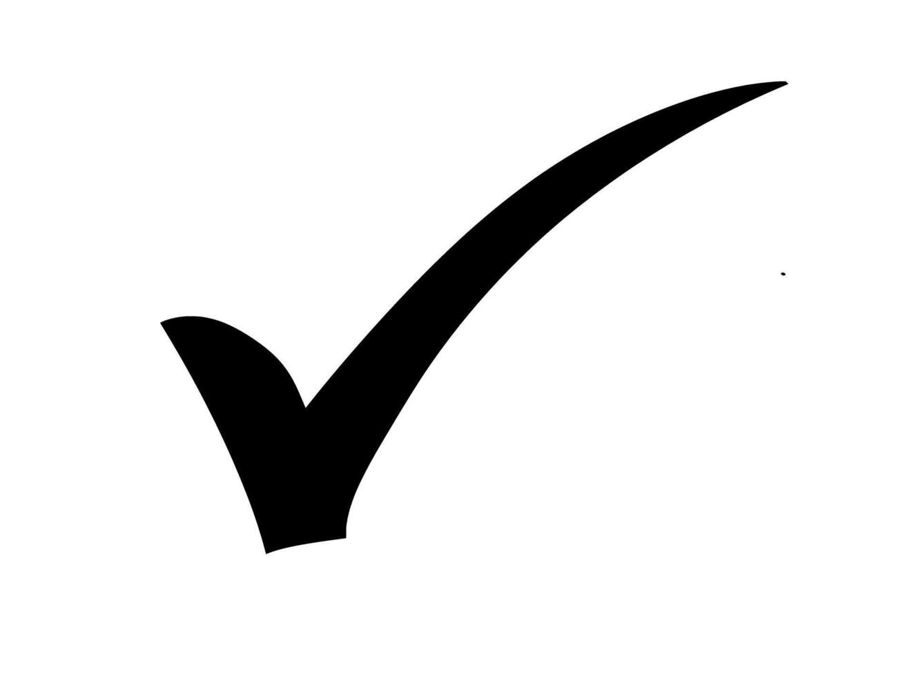 Bold black checkmark confirming a task on a clean white background symbolizing completion approval and success in a minimalist and modern style vector