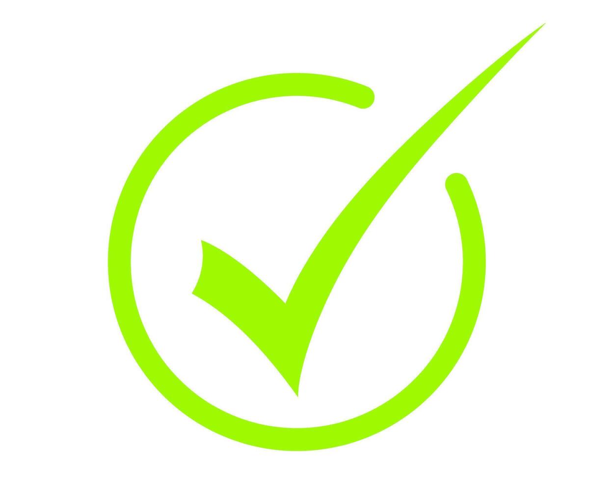 Lime green check mark inside a circle confirming acceptance on a white background conveying approval and valid vector