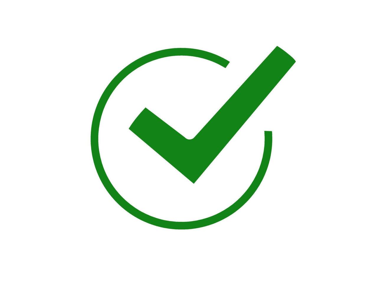 Green check mark confirming completion on a white background symbolizing approval and success ideal for presentations websites and marketing materials vector