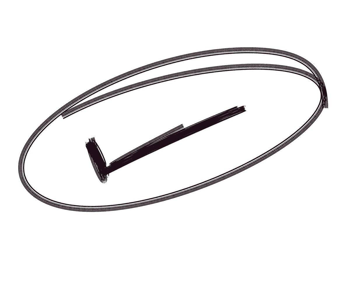 Handdrawn check mark encircled on a white background signifying approval and validation with a touch of artistic flair and a sense of casual confirmation vector