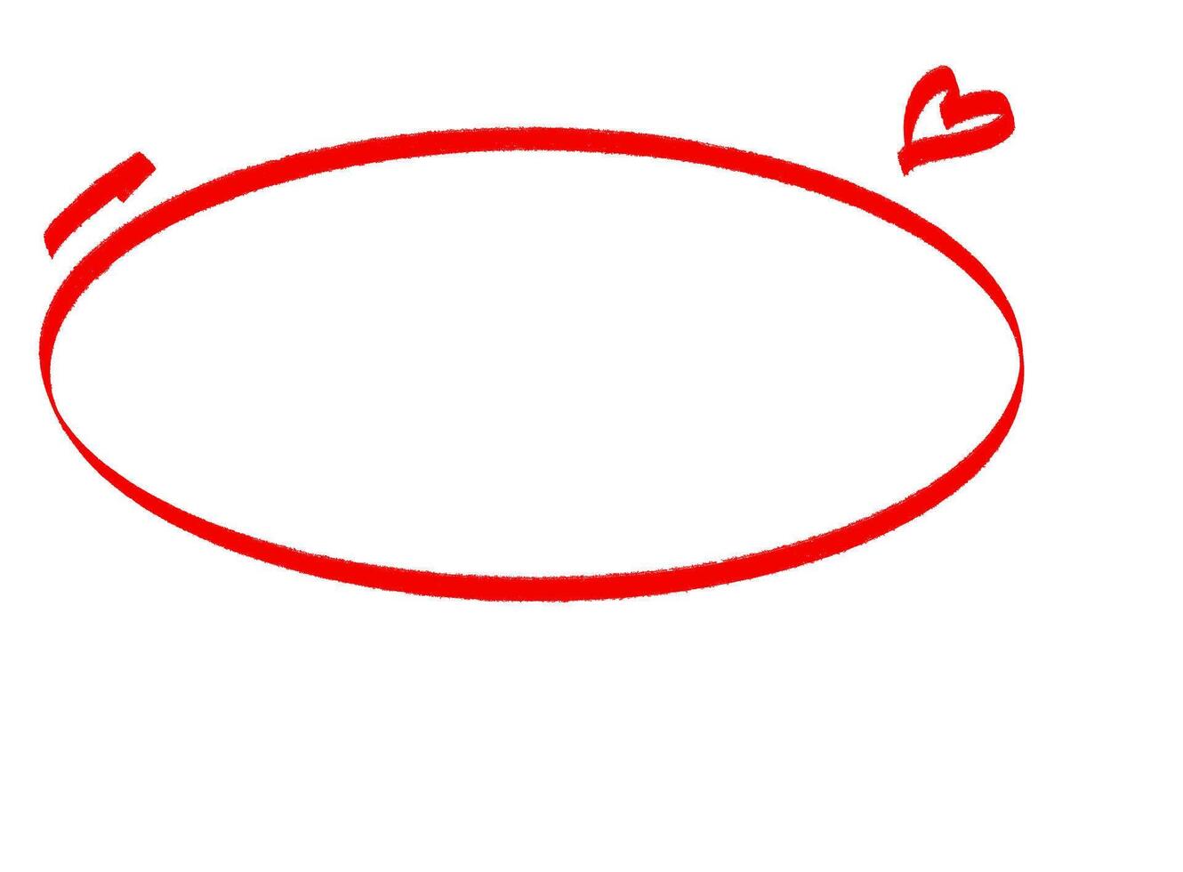 Handdrawn red oval encircling a message on a white background decorated with a heart creating a romantic and playful frame for personalized content vector