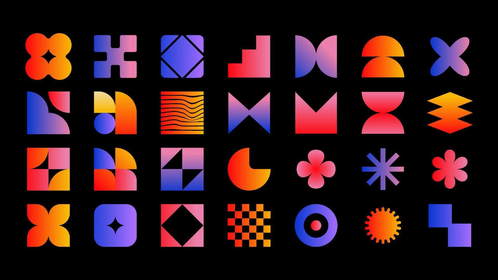 Neon Abstract Geometric Elements Collection with Colorful Gradient Shapes for Modern Digital and Creative Graphic Design vector