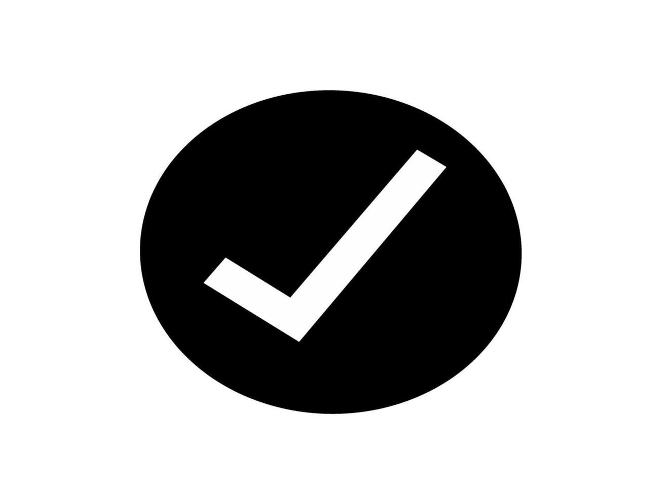 White checkmark in a black circle confirming a task on a white background conveying approval completion and positive affirmation with a minimalist design vector